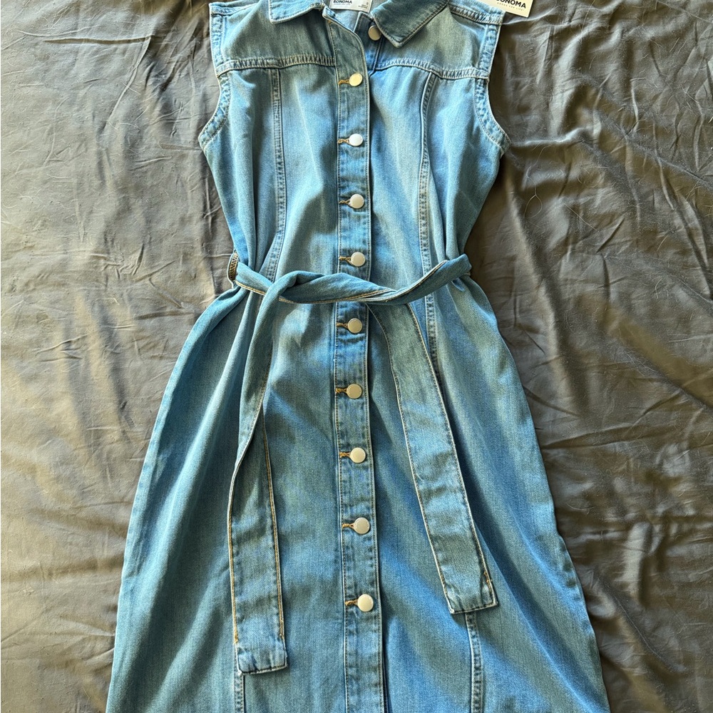 Kohl's Blue Denim Sleeveless Midi Dress